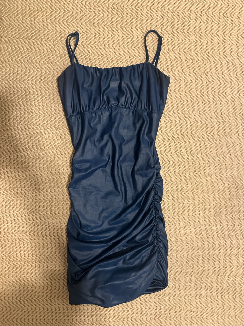 Katie J NYC Strapless Navy Ruched Cocktail Dress